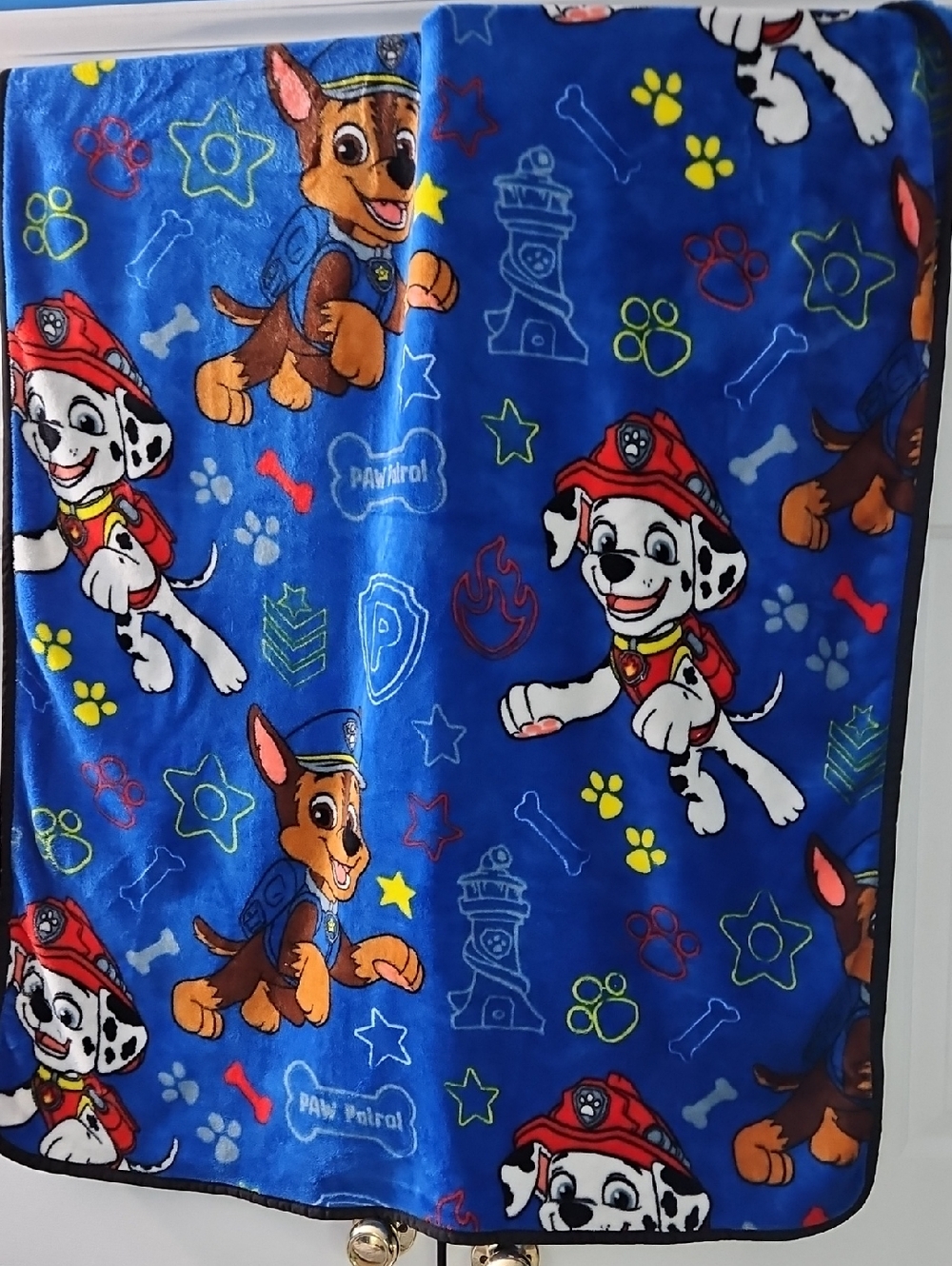 Paw Patrol Blue Kids Blanket with Chase & Marshall